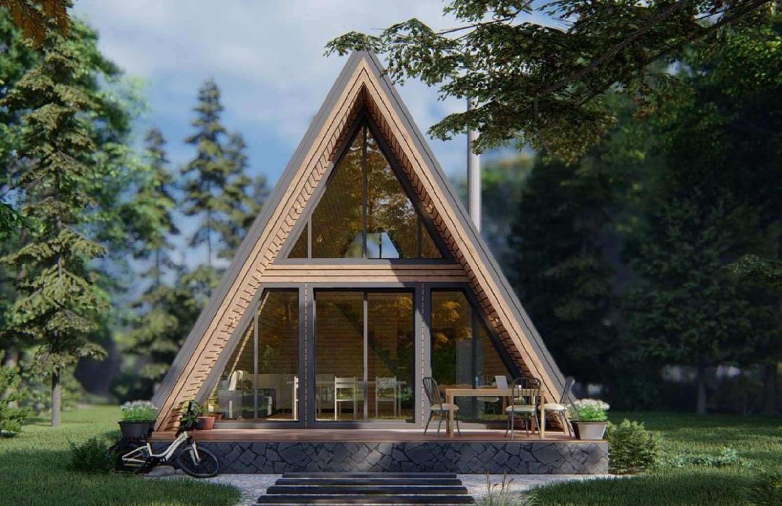 A-Frame 70 house plan render