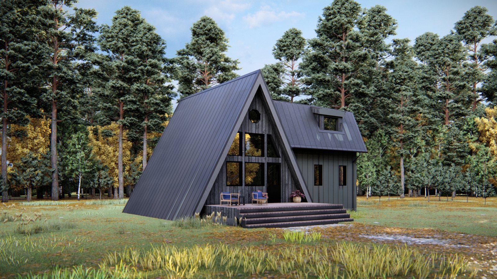 A-Frame 120 house plan render